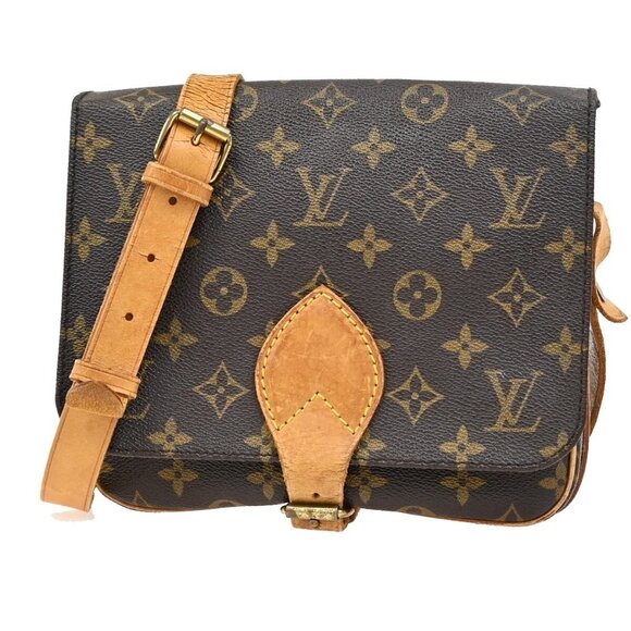 LOUIS VUITTON Cartouchiere MM Shoulder Bag Monogram Leather Brown - Picture 1 of 5
